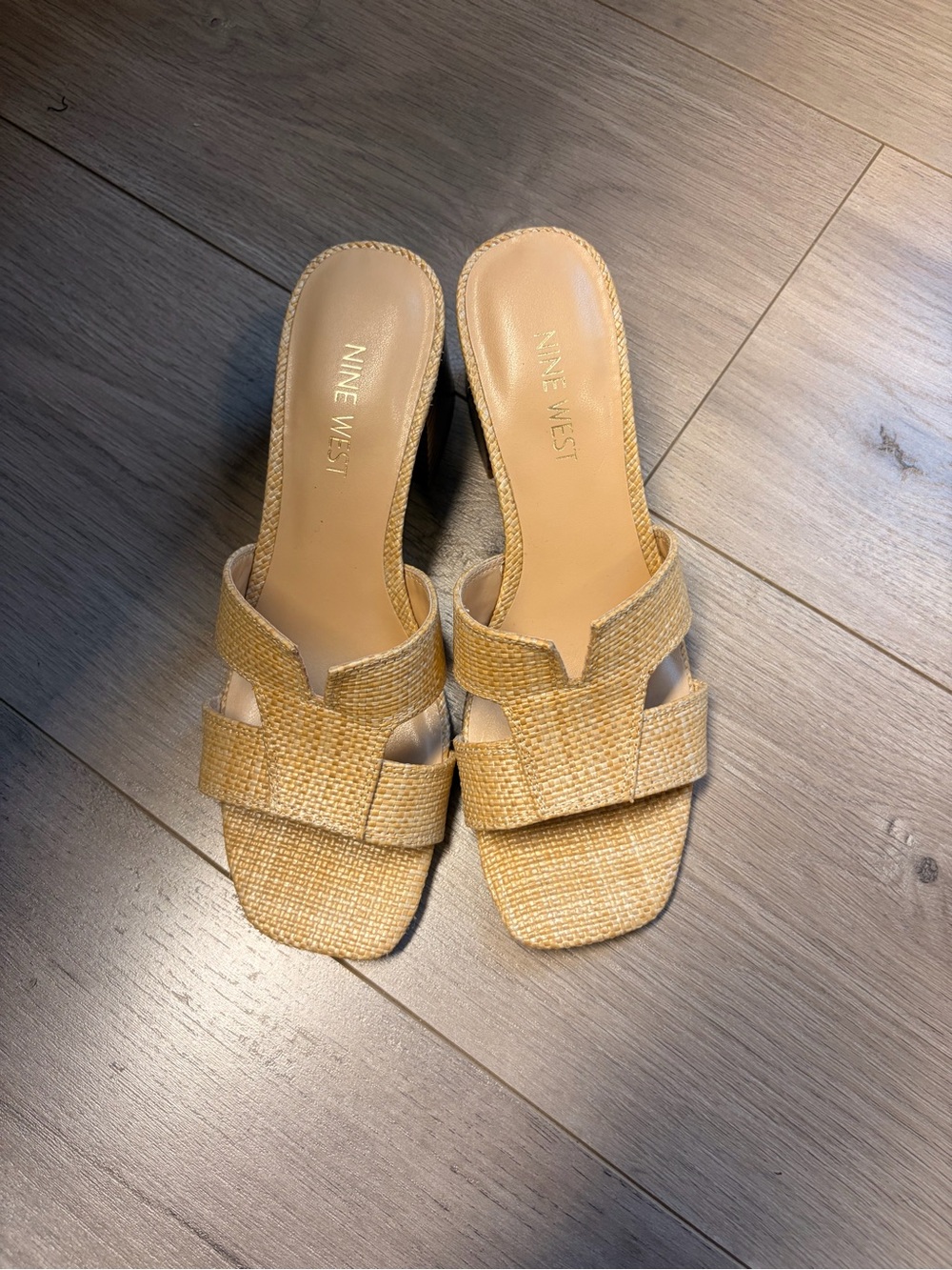 Nine West Woven Tan Slide Mules - Picture 3 of 8